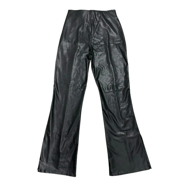 Abercrombie & Fitch Vegan Leather High Waisted Flared Split Hem Pants Black M - Picture 4 of 11
